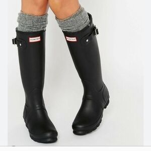 Hunter Classic Black Waterproof Boots Matte Black Womens Size 7